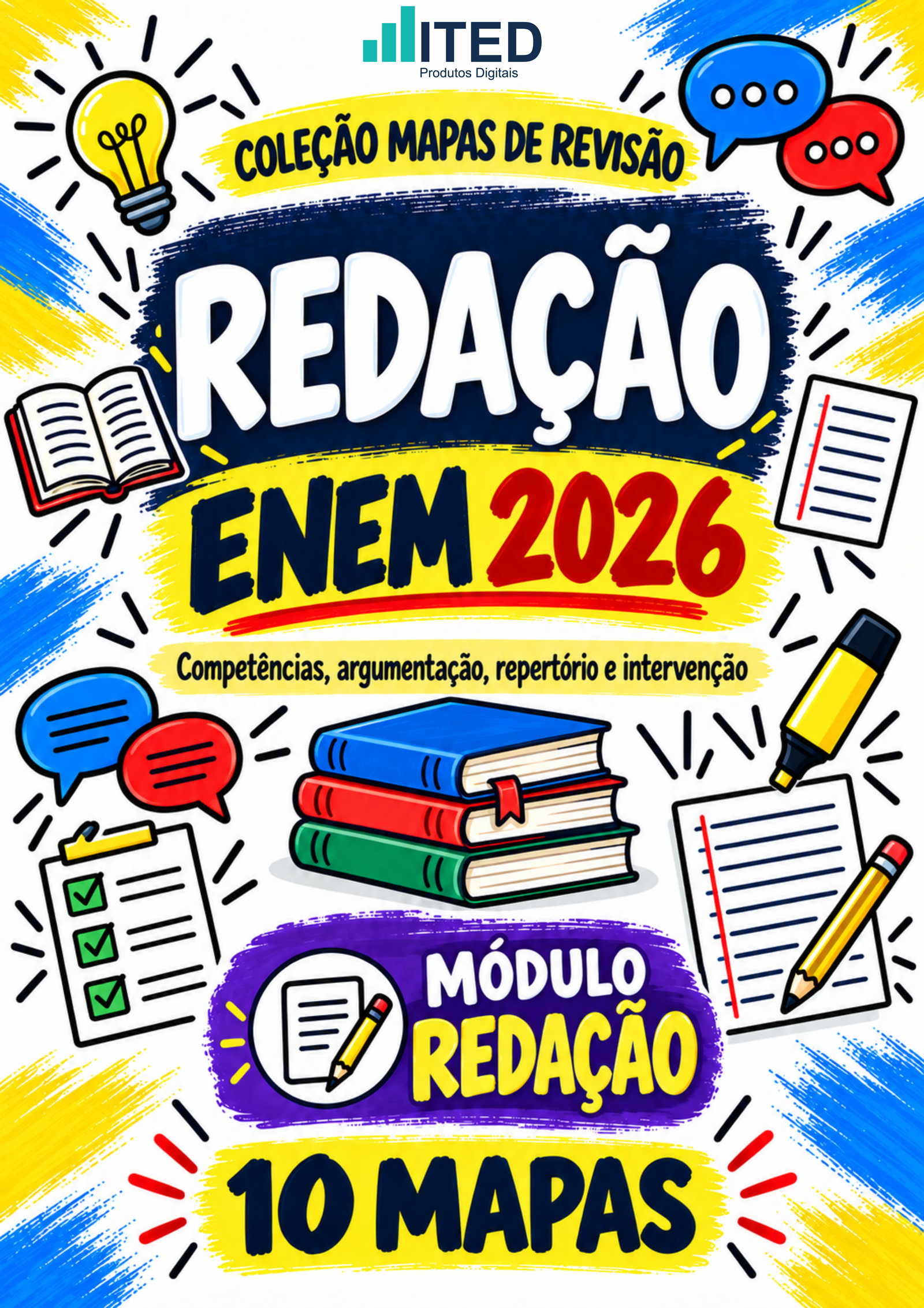 ITED: Mapas de Revis&atilde;o ENEM 2026 &mdash; Reda&ccedil;&atilde;o &mdash; 10 mapas